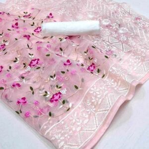 Muslin silk screen print saree Product Code: 723