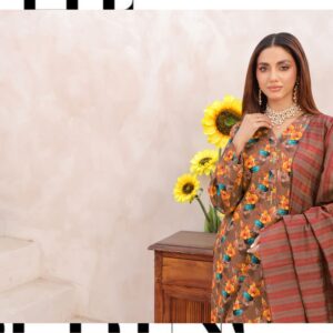 🌸 AUROA Luxury Lawn – Boring Double Tissue Daman with Dupatta 🌸